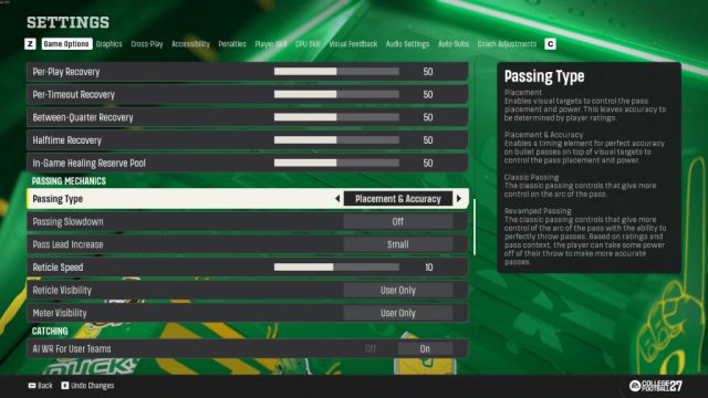 Mastering Passing Settings in College Football 27: An Essential Guide